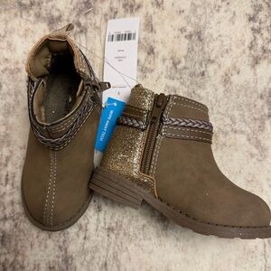 Carter's Brown and Glitter Gold Booties